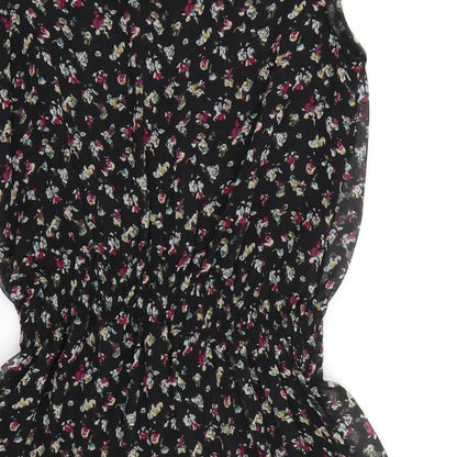 Miss Harvey Womens Black Floral Chiffon A-Line  Size 10