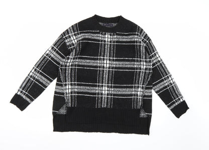 Marks and Spencer Womens Black Check Knit Pullover Jumper Size M