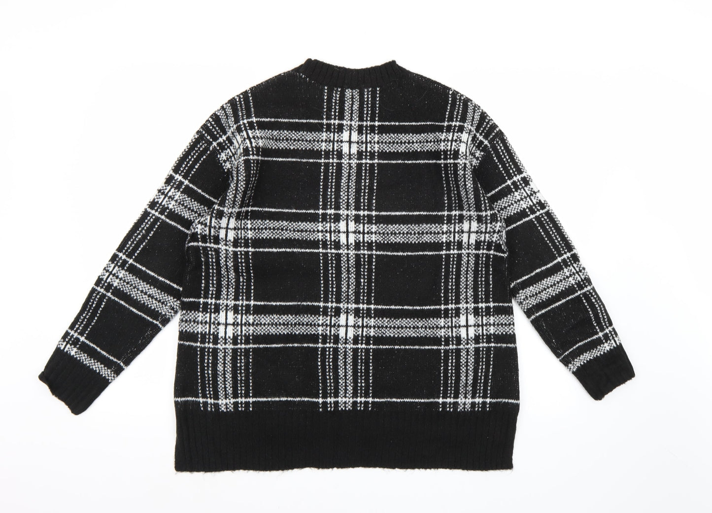 Marks and Spencer Womens Black Check Knit Pullover Jumper Size M