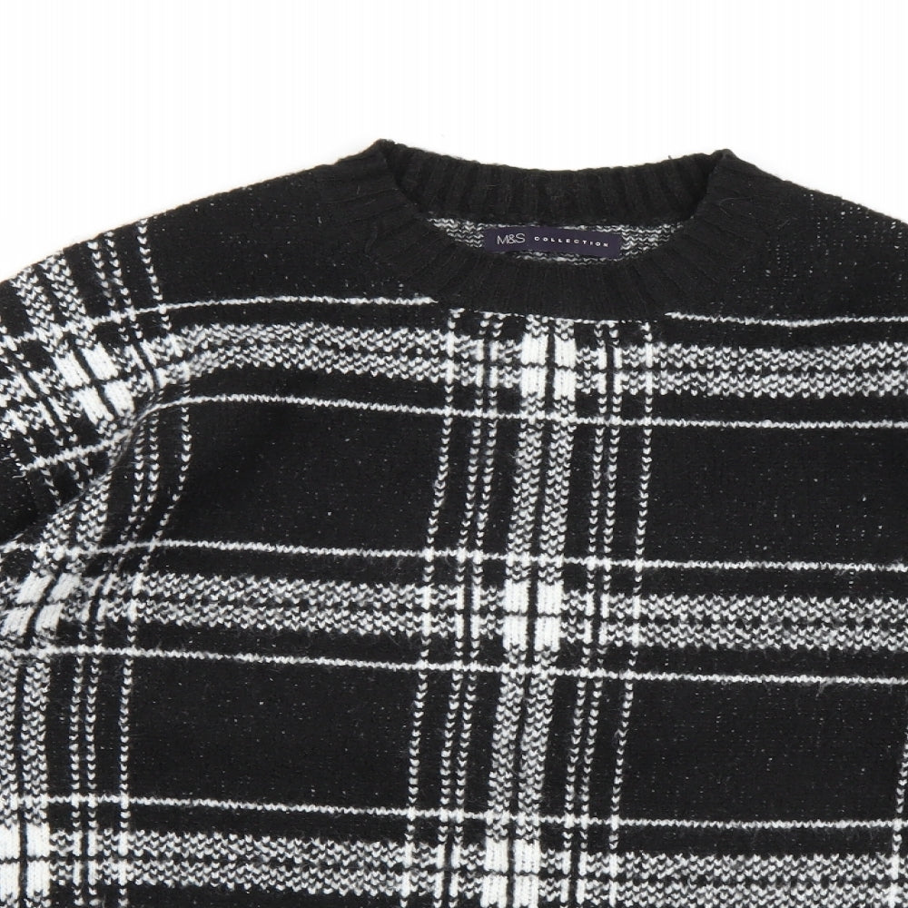 Marks and Spencer Womens Black Check Knit Pullover Jumper Size M