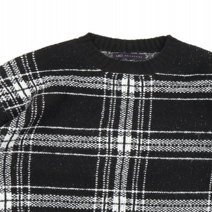 Marks and Spencer Womens Black Check Knit Pullover Jumper Size M