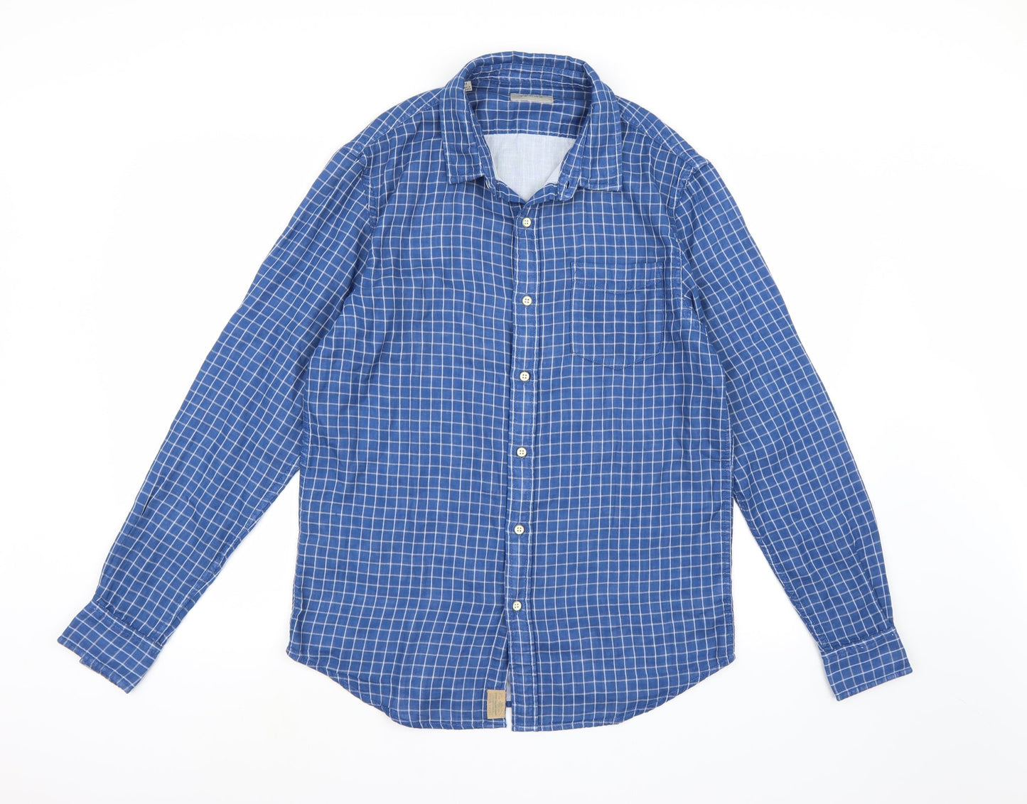 Mens UK Size M JACHS Blue  Button-Up Long Sleeve Casual Shirt