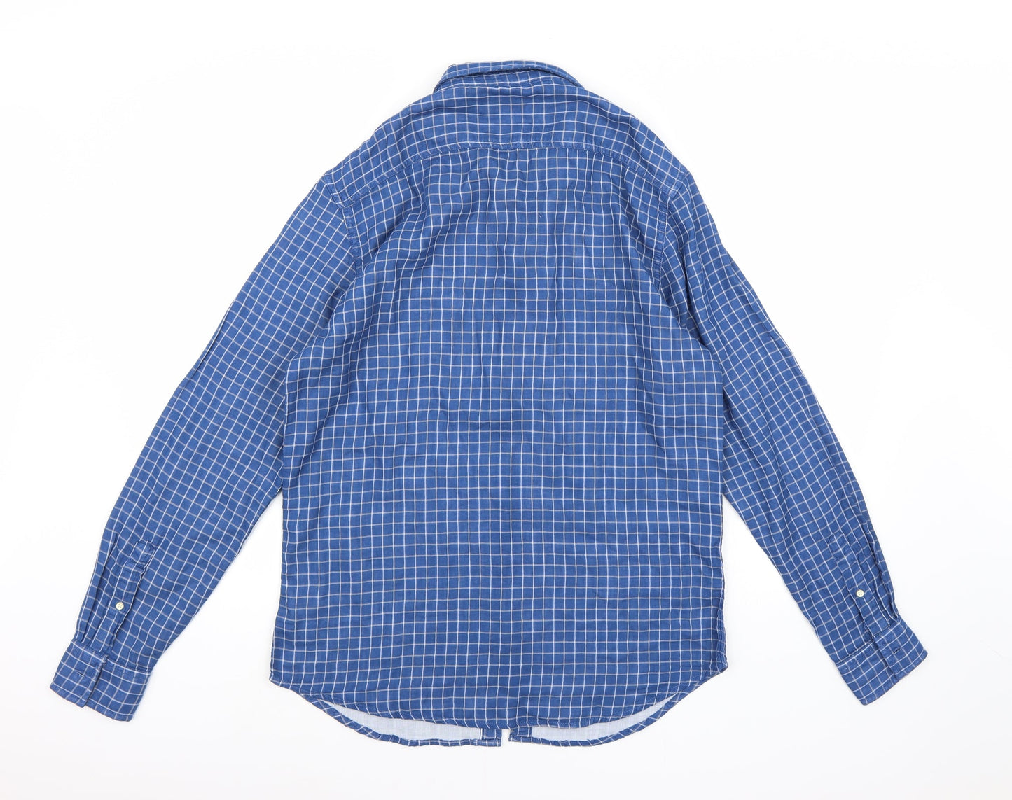 Mens UK Size M JACHS Blue  Button-Up Long Sleeve Casual Shirt