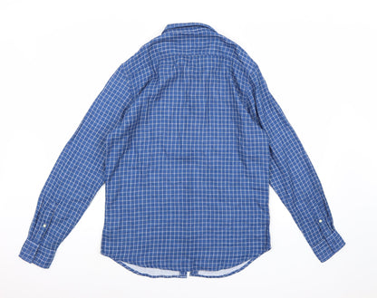 Mens UK Size M JACHS Blue  Button-Up Long Sleeve Casual Shirt