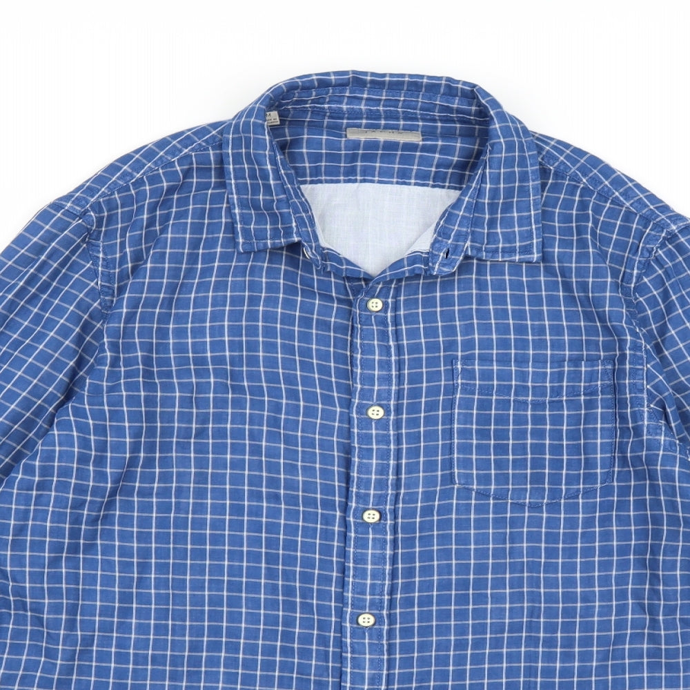 Mens UK Size M JACHS Blue  Button-Up Long Sleeve Casual Shirt