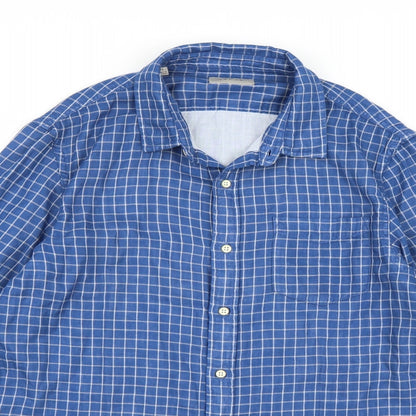 Mens UK Size M JACHS Blue  Button-Up Long Sleeve Casual Shirt