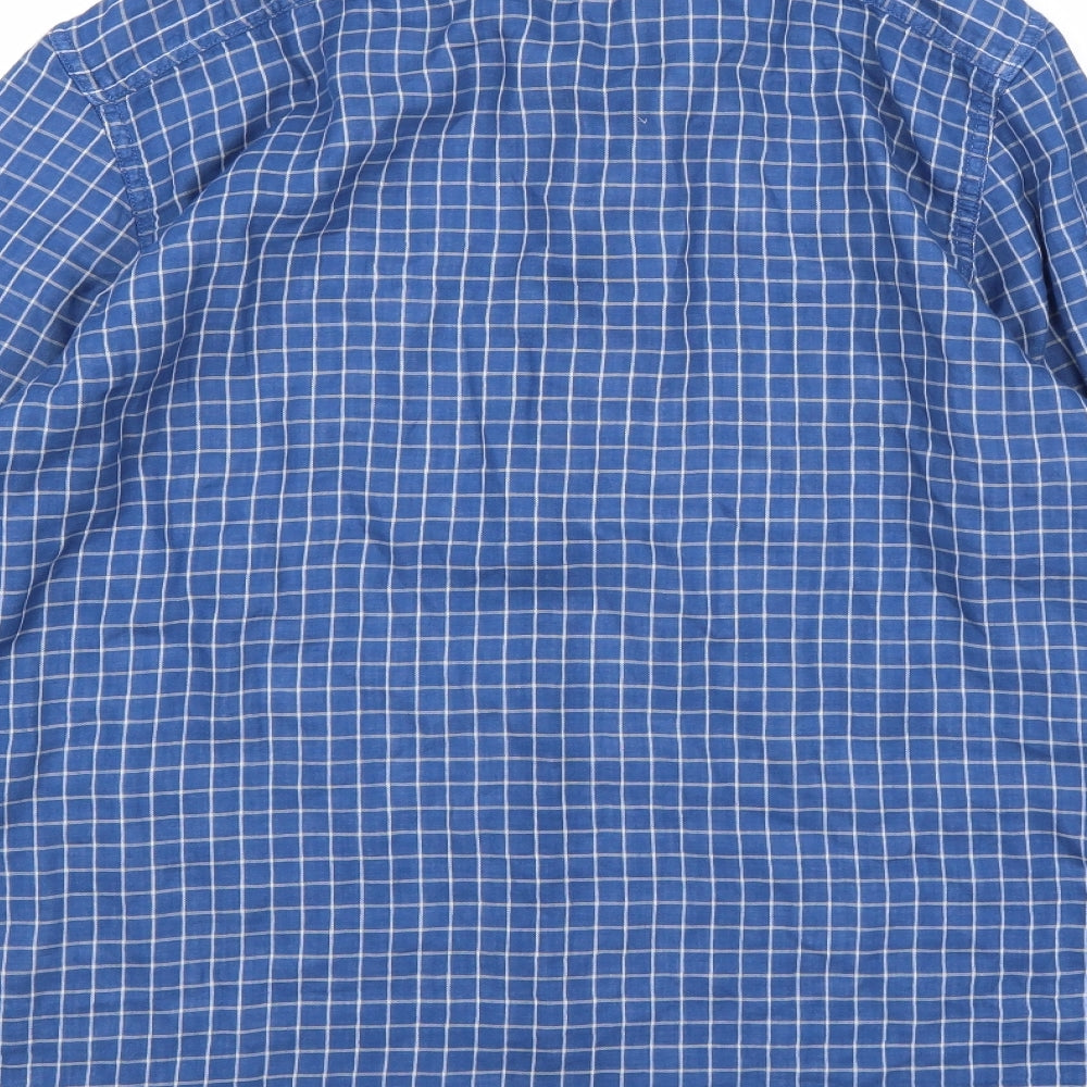 Mens UK Size M JACHS Blue  Button-Up Long Sleeve Casual Shirt