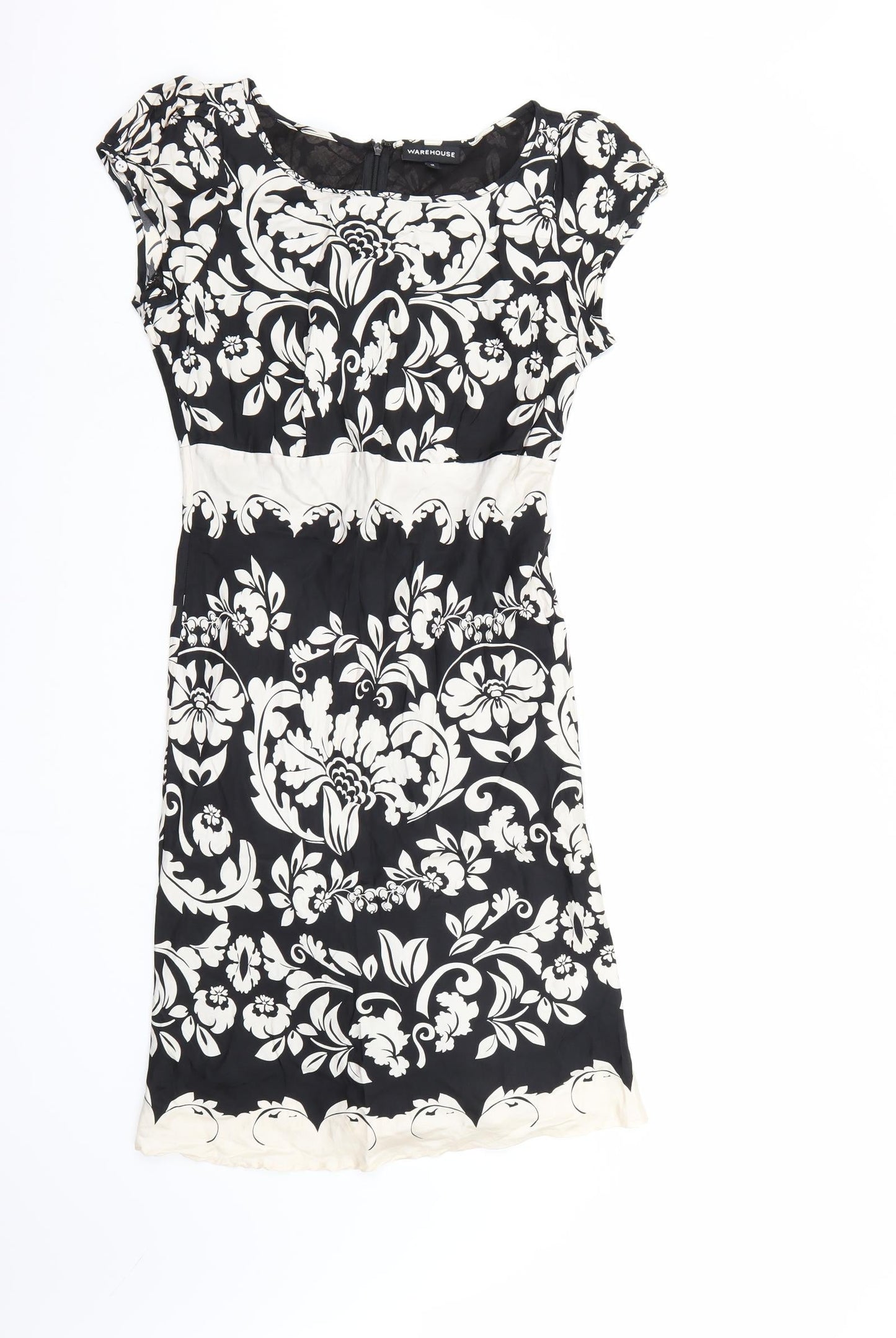 Warehouse Womens Black Floral  A-Line  Size 12