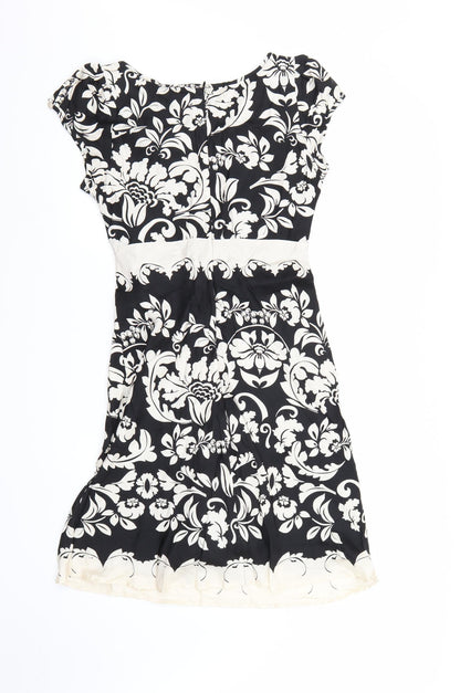 Warehouse Womens Black Floral  A-Line  Size 12
