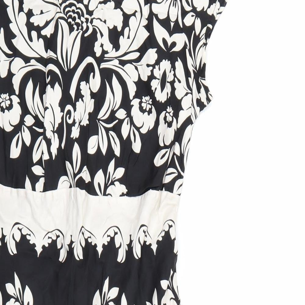 Warehouse Womens Black Floral  A-Line  Size 12
