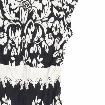 Warehouse Womens Black Floral  A-Line  Size 12