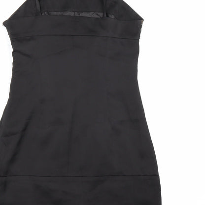 COTTON CLUB Womens Black  Satin A-Line  Size 12