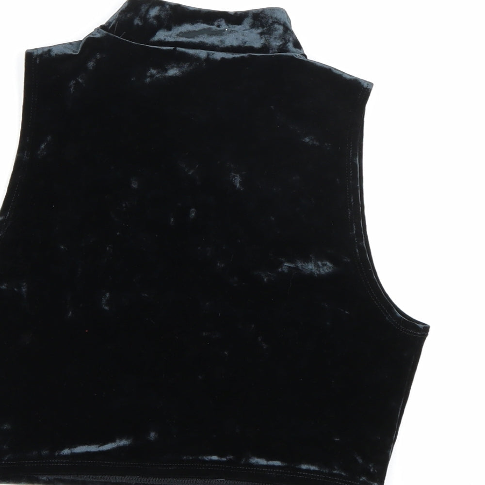 FOREVER 21 Womens Blue  Velour Cropped Tank Size L