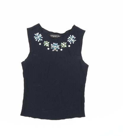 Womens UK Size 8 Topshop Blue Cropped Tank