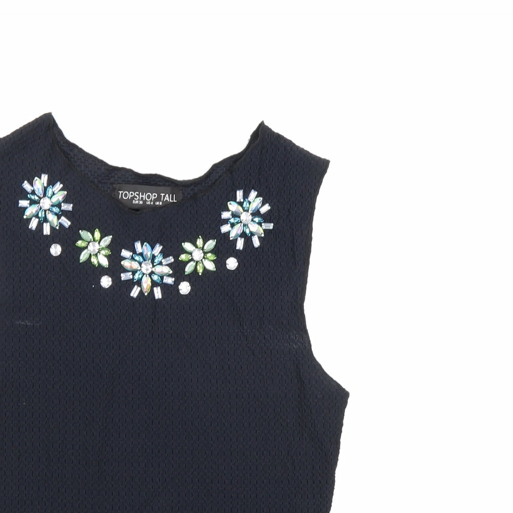 Womens UK Size 8 Topshop Blue Cropped Tank