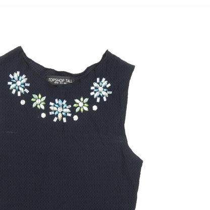 Womens UK Size 8 Topshop Blue Cropped Tank