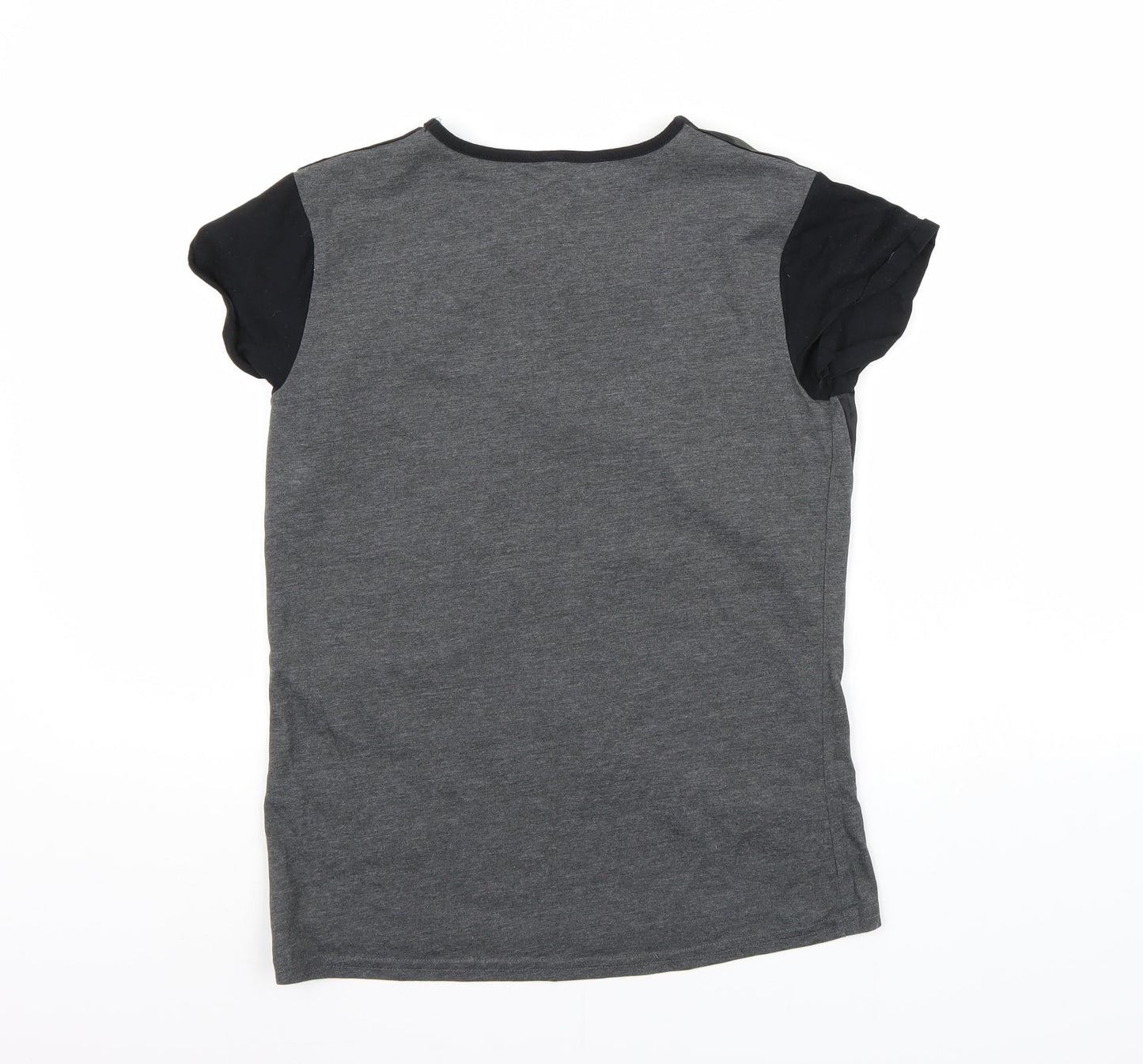 blackseal Womens Grey Floral  Basic T-Shirt Size XS