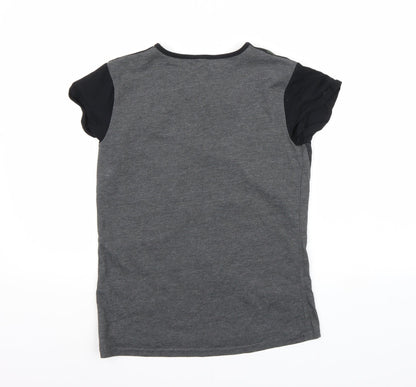 blackseal Womens Grey Floral  Basic T-Shirt Size XS