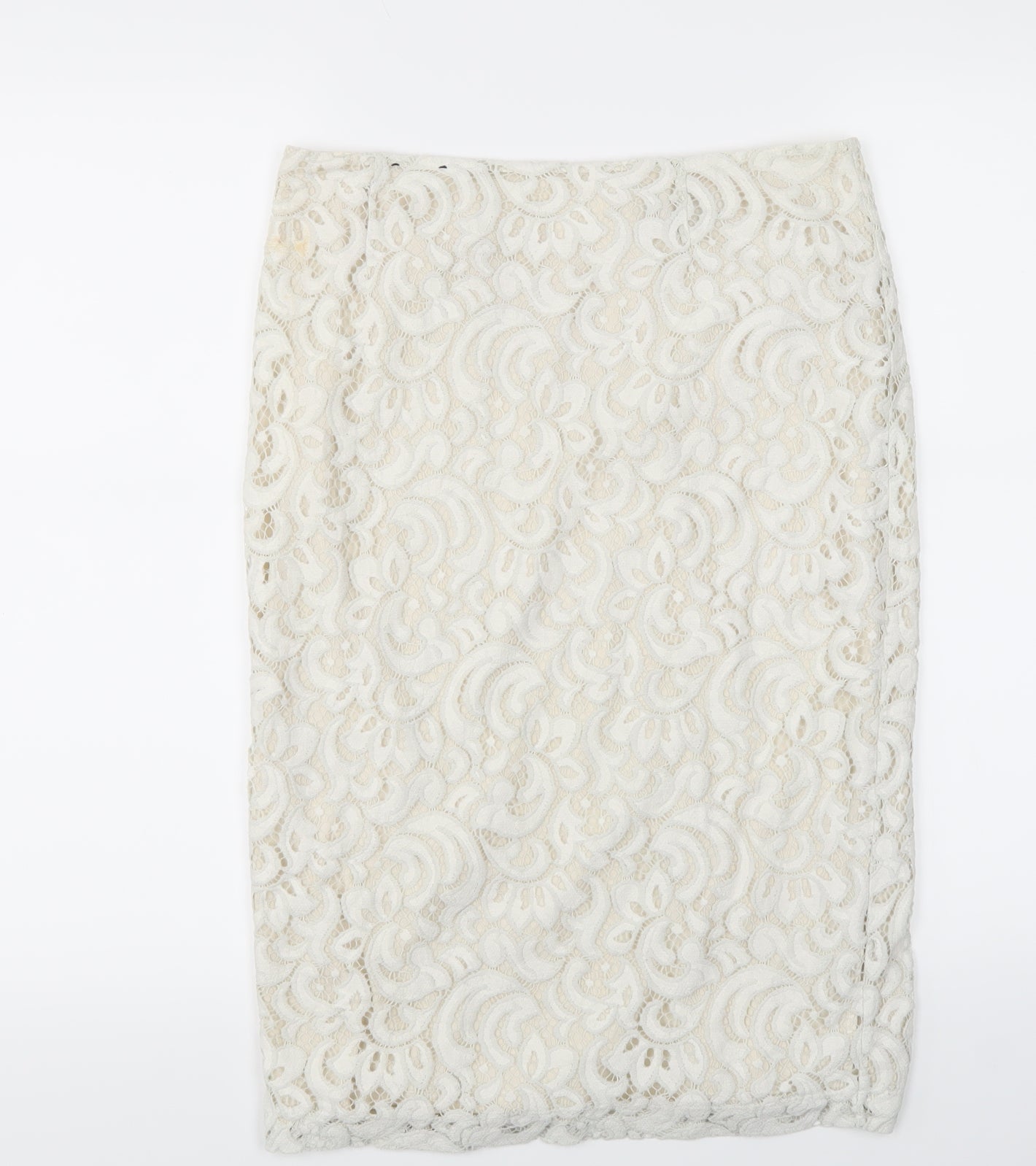 New Look Womens White Paisley  A-Line Skirt Size 10