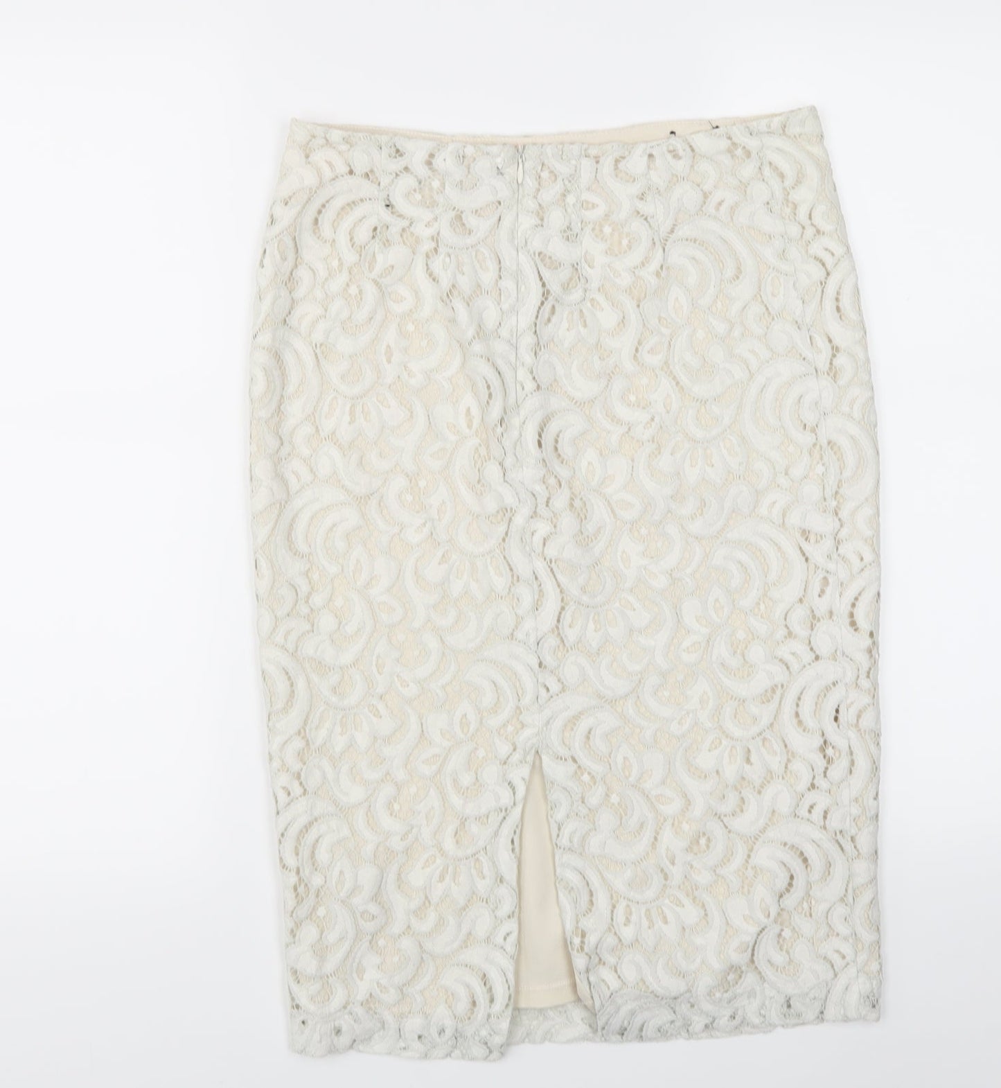 New Look Womens White Paisley  A-Line Skirt Size 10