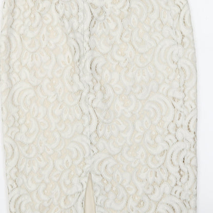 New Look Womens White Paisley  A-Line Skirt Size 10