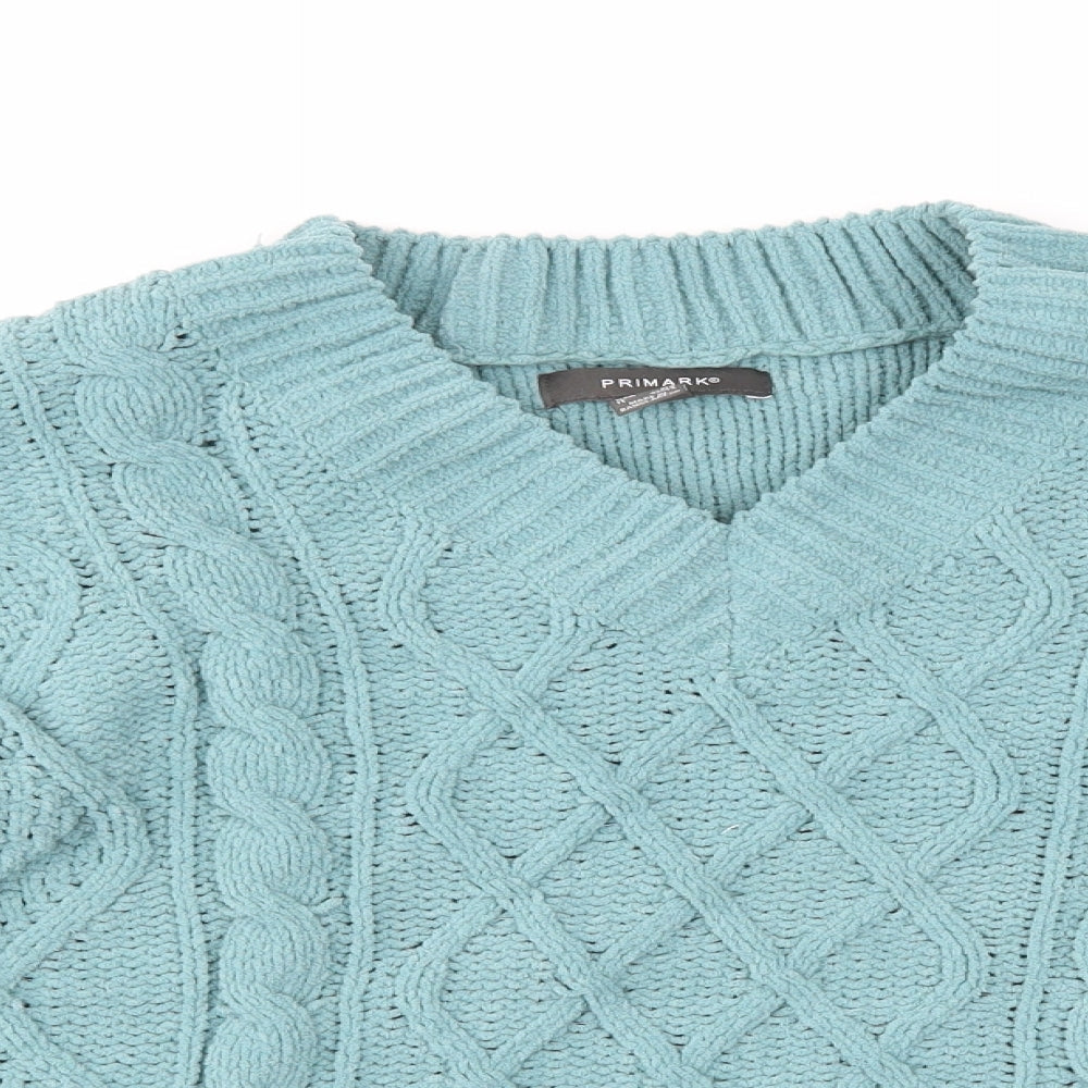 Primark Womens Blue Argyle/Diamond  Pullover Jumper Size S