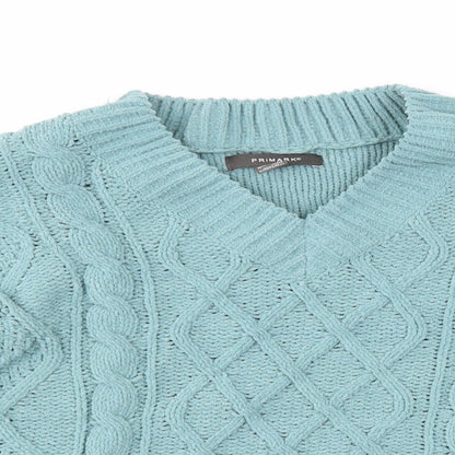 Primark Womens Blue Argyle/Diamond  Pullover Jumper Size S