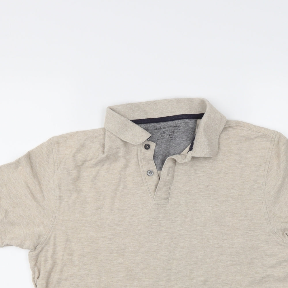 modern essentials Mens Beige    Polo Size M