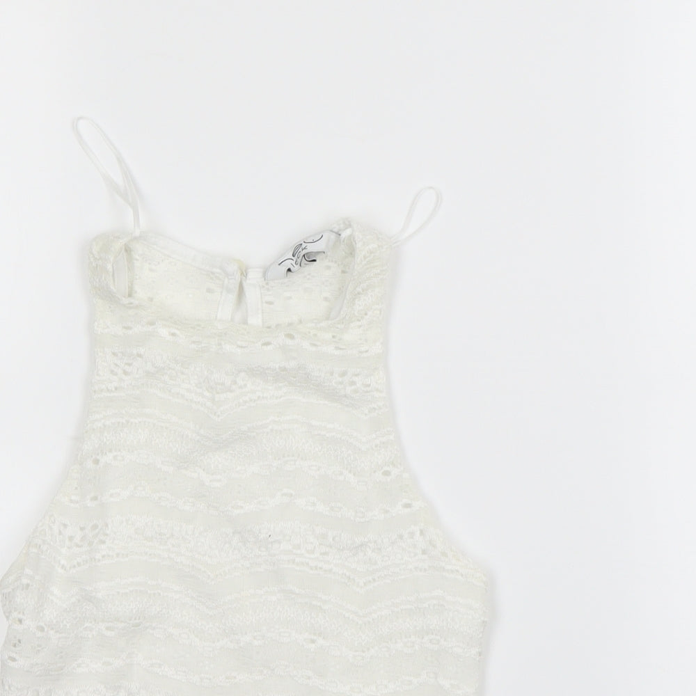 Womens UK Size 6 New Look Ivory Cropped Tank