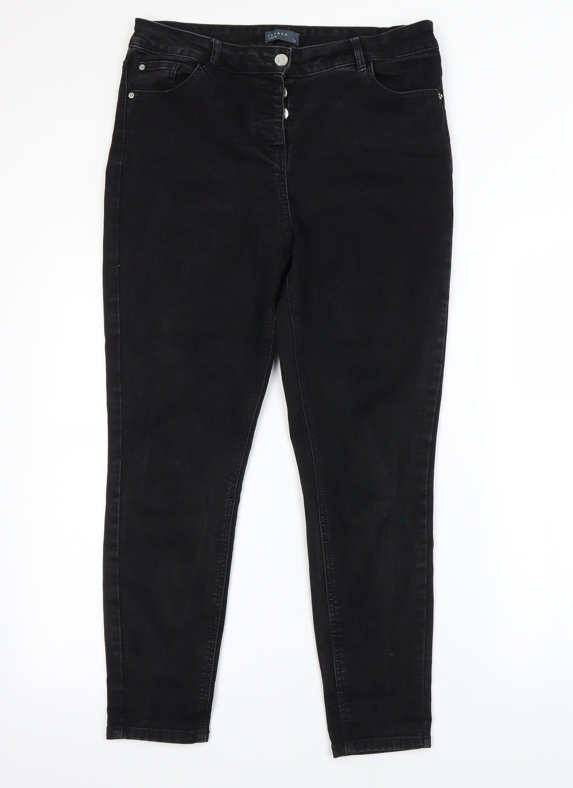 Womens UK Size 14 Papaya Regular Fit Straight Black Jeans