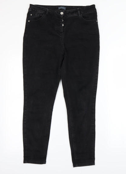 Womens UK Size 14 Papaya Regular Fit Straight Black Jeans