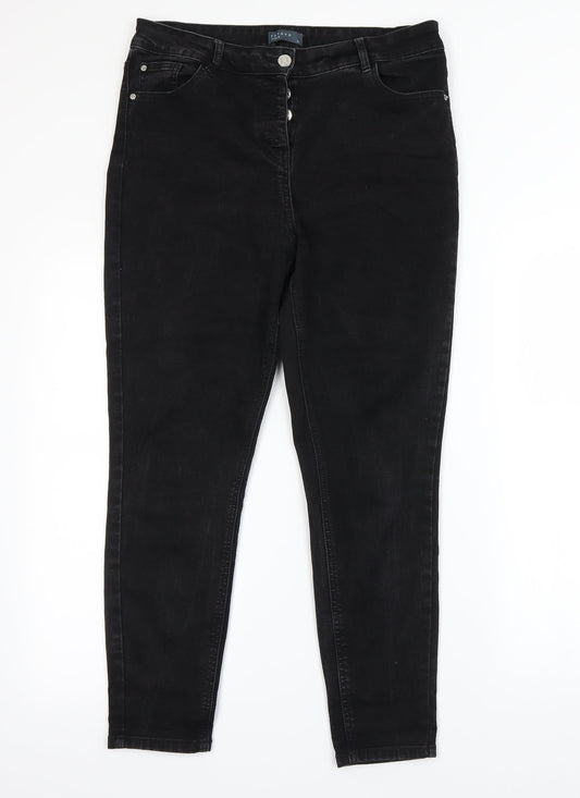 Womens UK Size 14 Papaya Regular Fit Straight Black Jeans