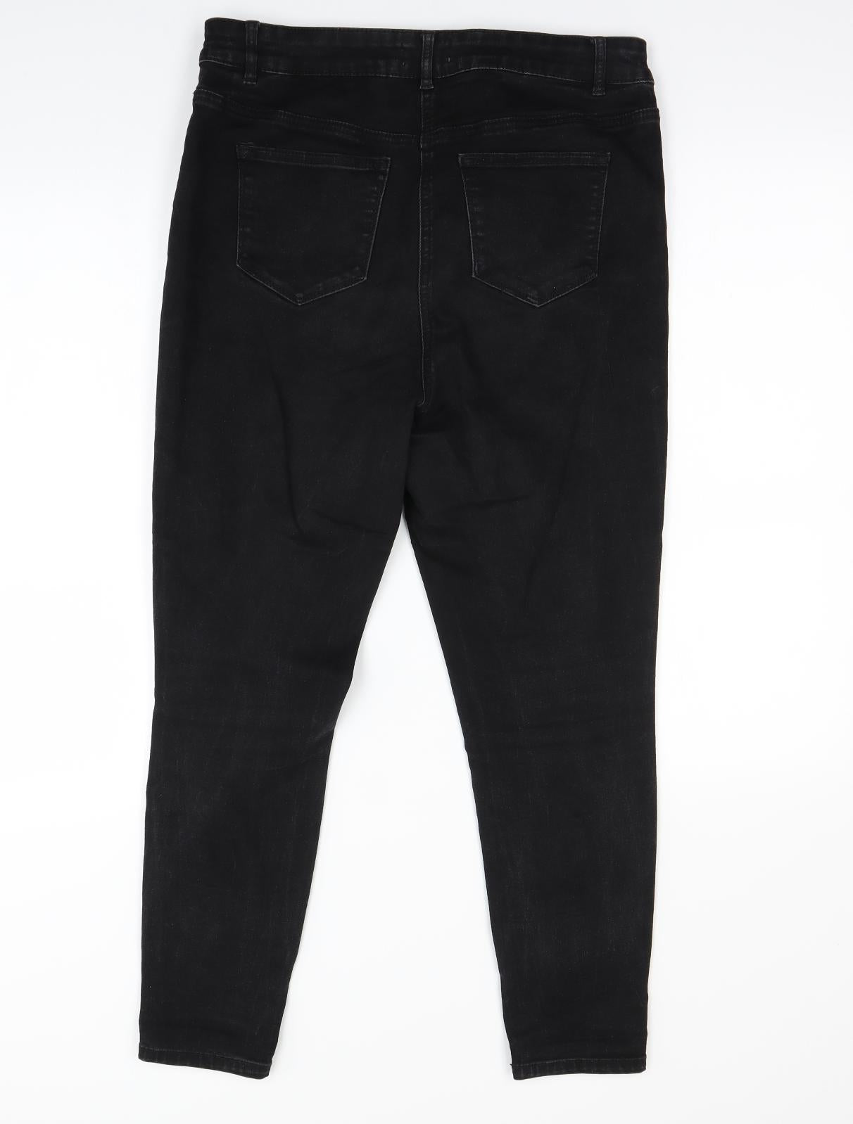 Womens UK Size 14 Papaya Regular Fit Straight Black Jeans
