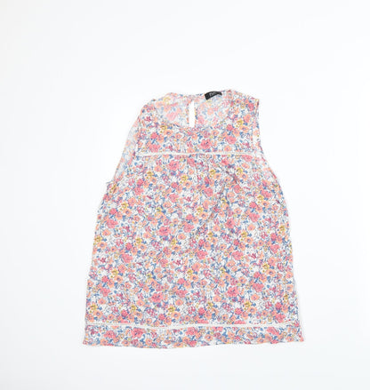 F&F Womens White Floral  Basic Tank Size 8