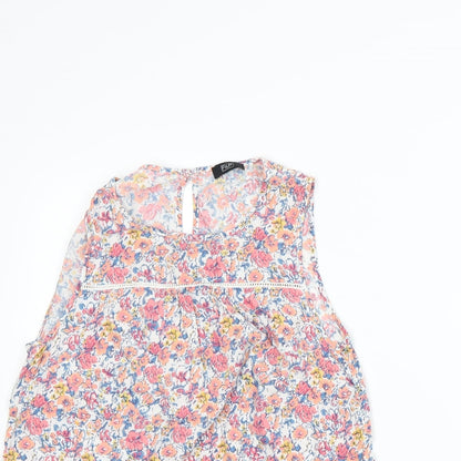 F&F Womens White Floral  Basic Tank Size 8