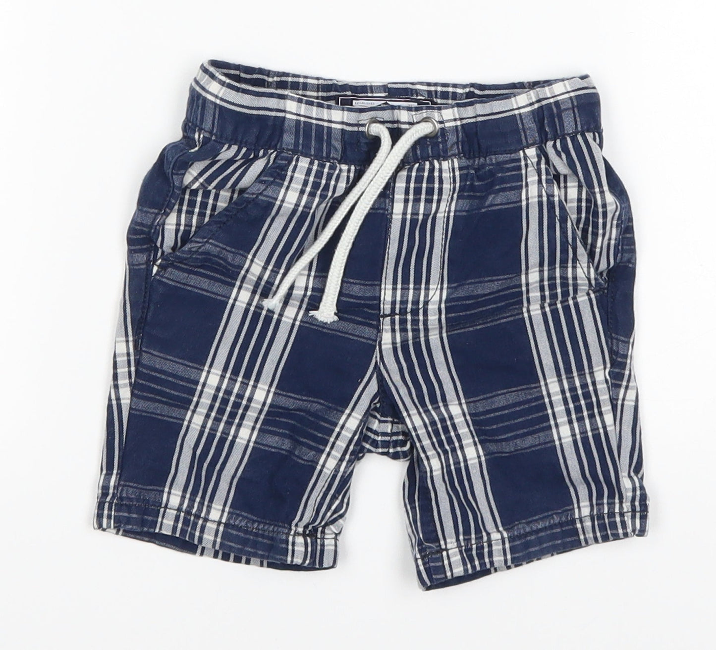 NEXT Baby Blue Plaid  Cropped Trousers Size 9-12 Months