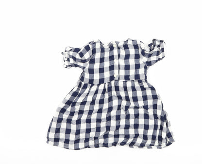 H&M Girls Blue Check  A-Line  Size 12 Months