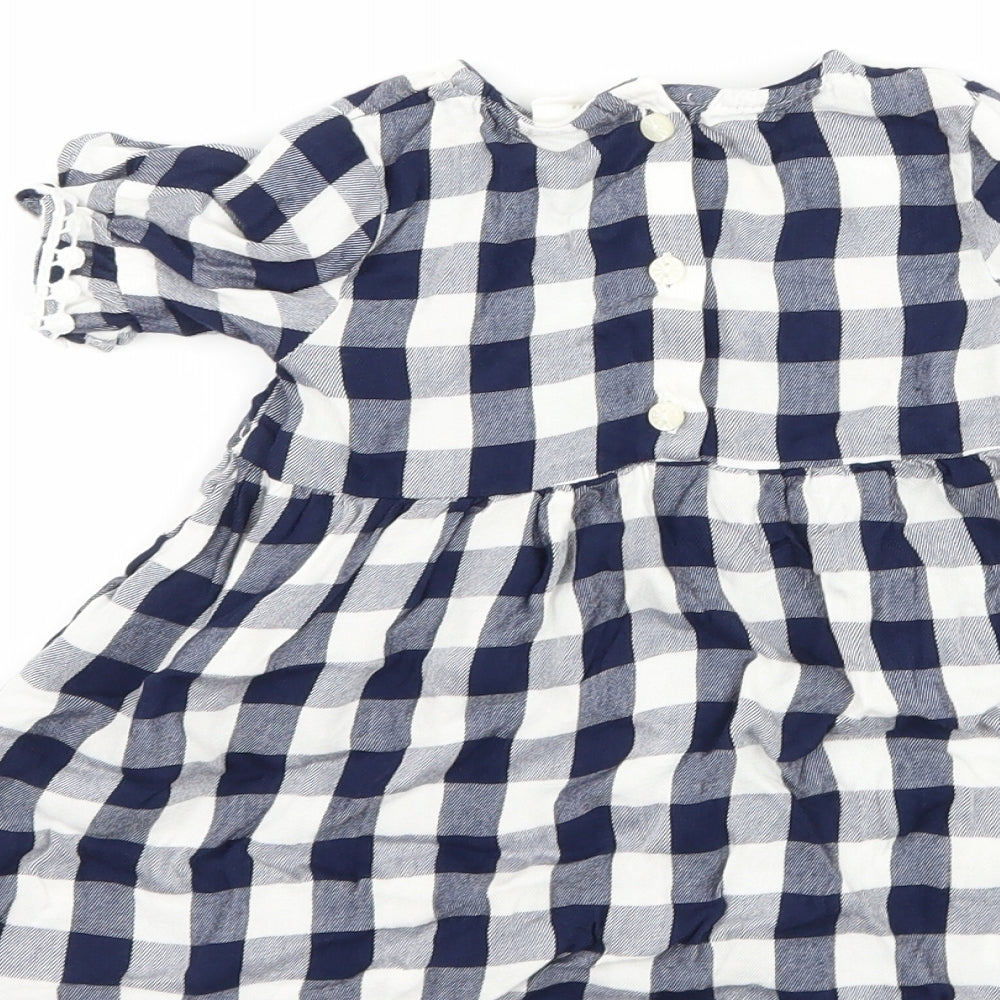 H&M Girls Blue Check  A-Line  Size 12 Months