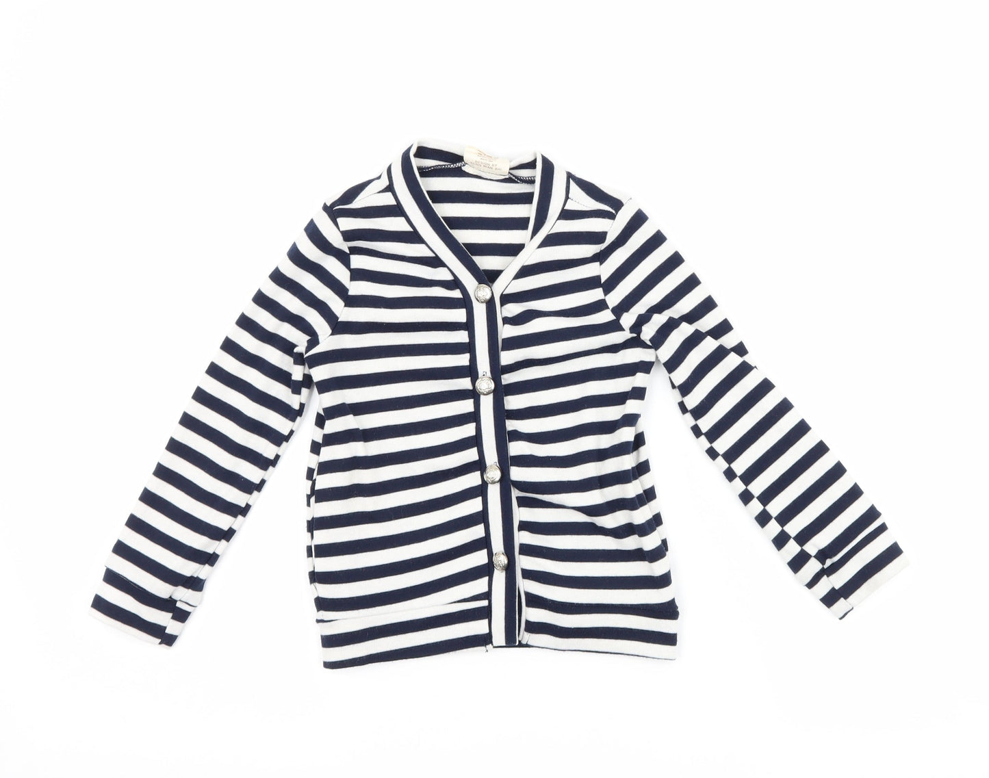 tong nian shi Girls Blue Striped  Jacket  Size 6 Years