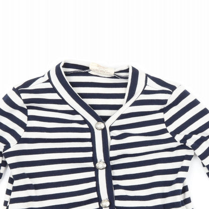 tong nian shi Girls Blue Striped  Jacket  Size 6 Years