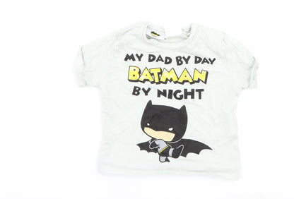 Zara Baby Blue   Basic T-Shirt Size 3-6 Months  - batman dad slogan