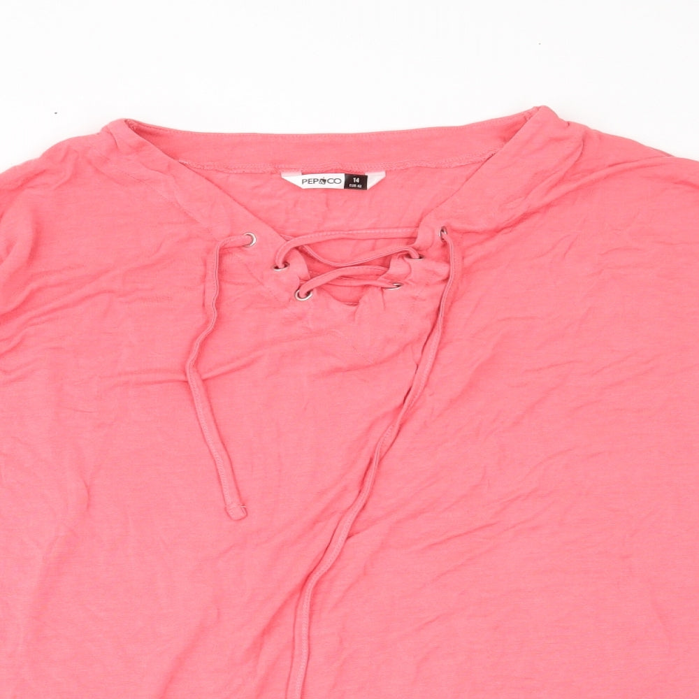 Womens UK Size 14 Pep & co Pink Basic Blouse