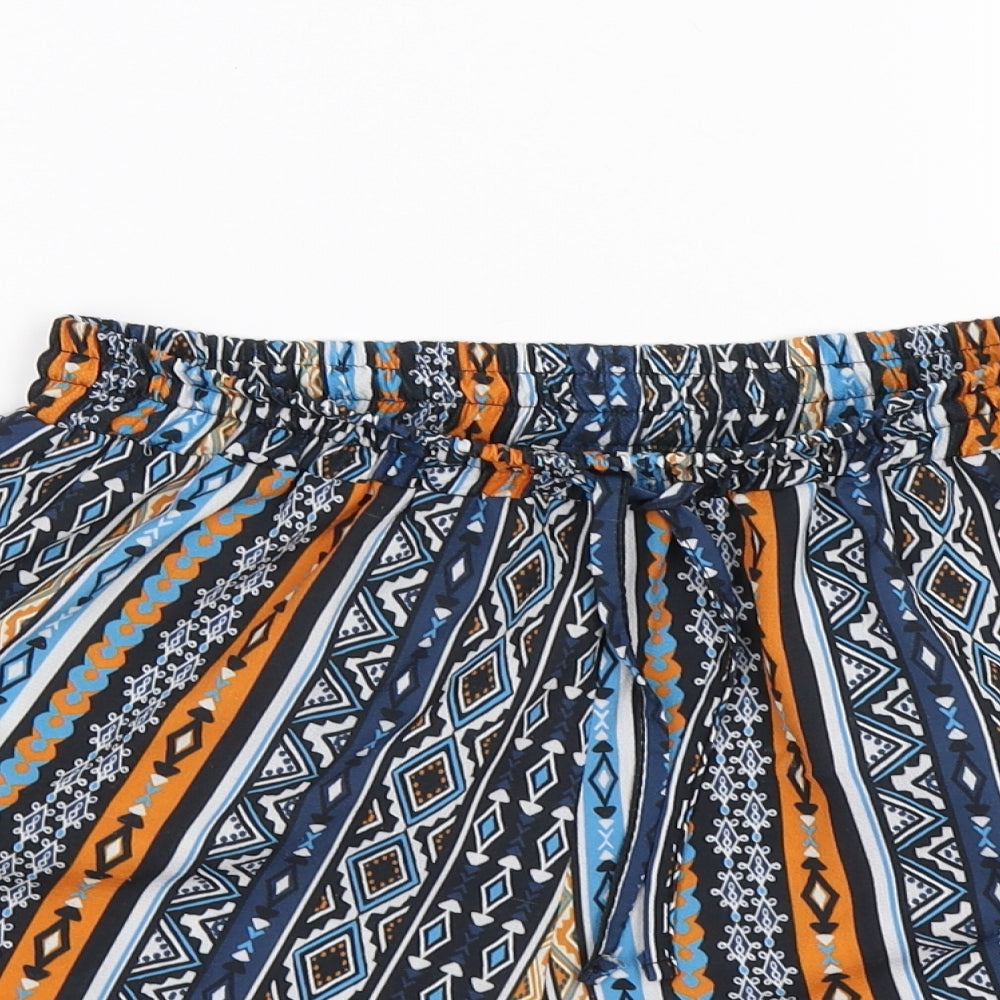 Select Womens Blue Geometric  Hot Pants Shorts Size 12