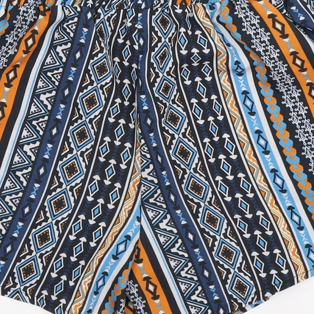 Select Womens Blue Geometric  Hot Pants Shorts Size 12