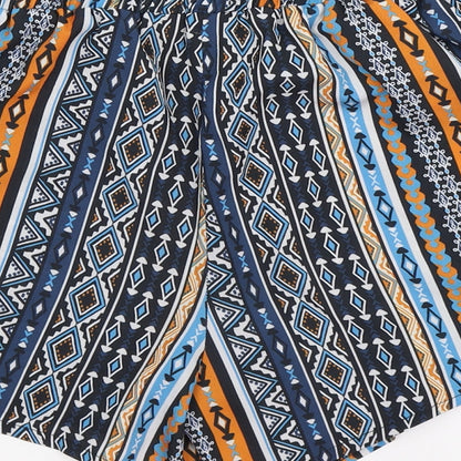 Select Womens Blue Geometric  Hot Pants Shorts Size 12
