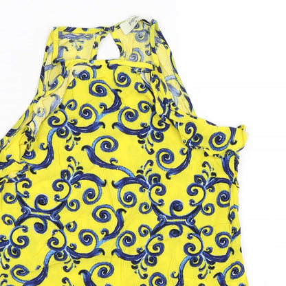 Papaya Womens Yellow Floral  Tunic Tank Size 10