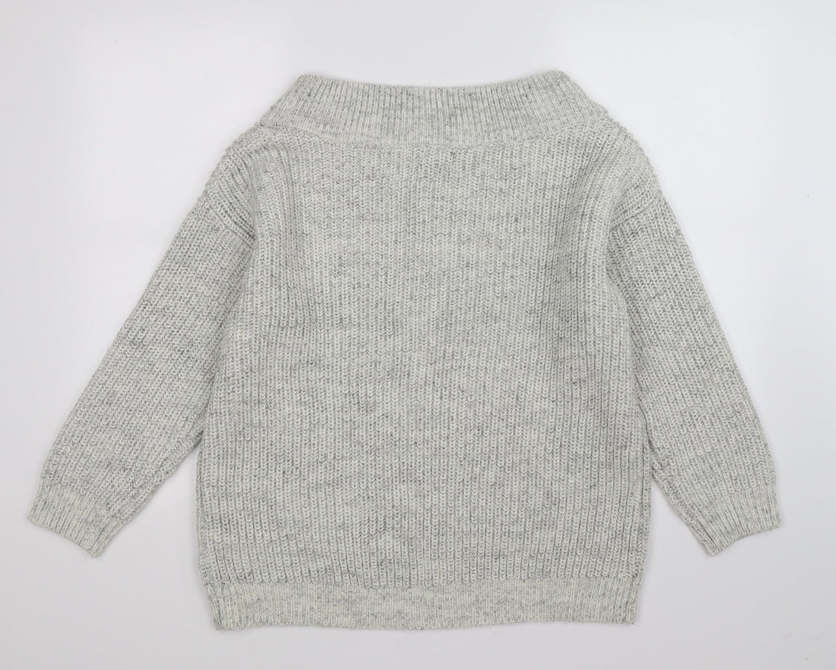 New Look Womens Grey  Knit Pullover Jumper Size M
