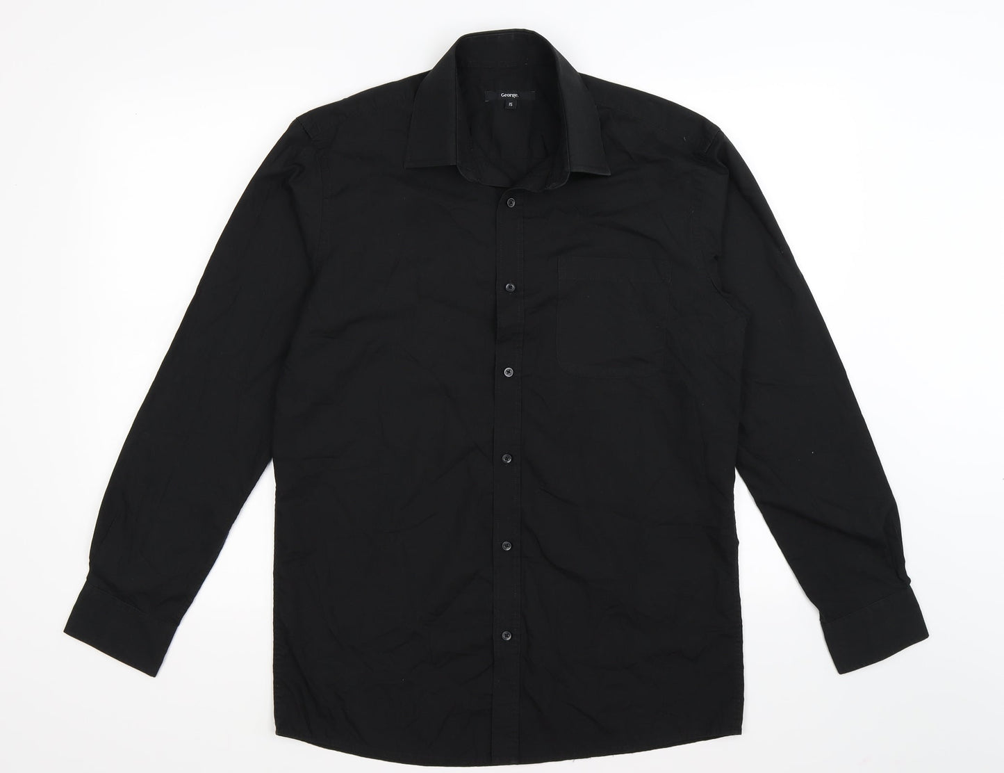 George Mens Black    Button-Up Size 15