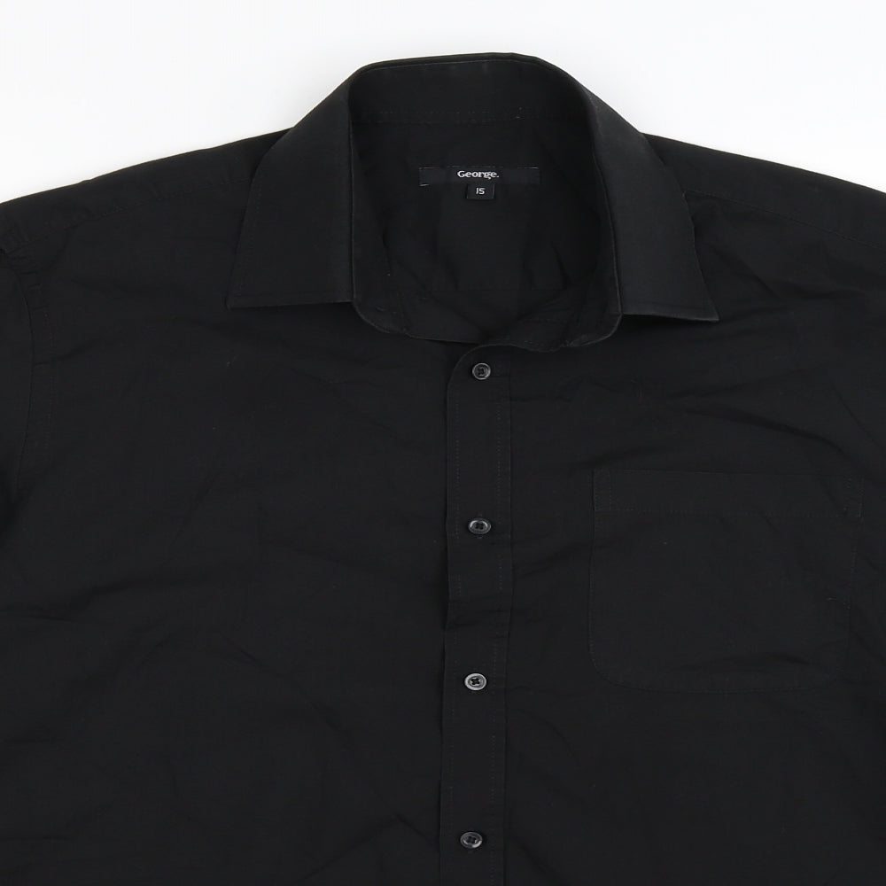 George Mens Black    Button-Up Size 15