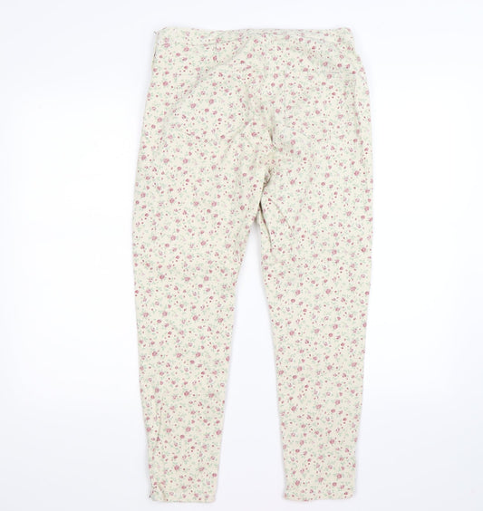 Topshop Womens Beige Floral Denim Cropped Jeans Size 12 L24 in